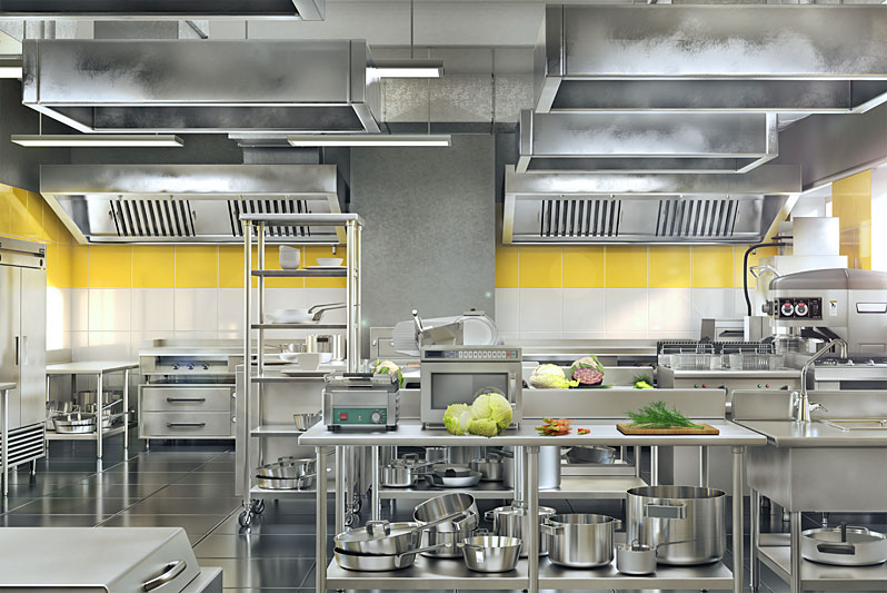 image of commercial kitchen using heat pumps