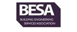 Logo of BESA (Building Engineering Services Association) with white text on a dark purple background, presenting a professional and authoritative tone.